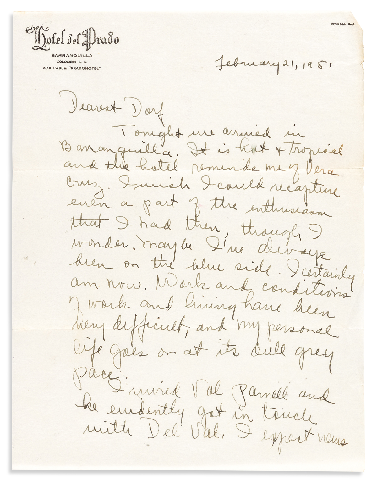 Dunham, Katherine (1909-2006) Small Archive of Letters and Other Correspondence, 1948-1957.